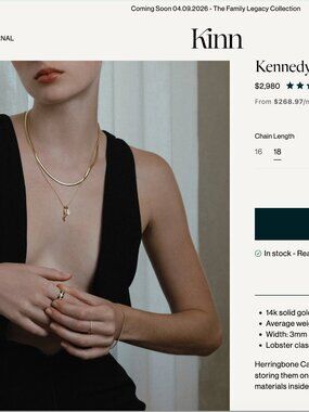 Kinn Kennedy herringbone Chain - 18"